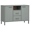 vidaXL Sideboard OSLO mit Metallbeinen Grau 113x40x77 cm Massivholz