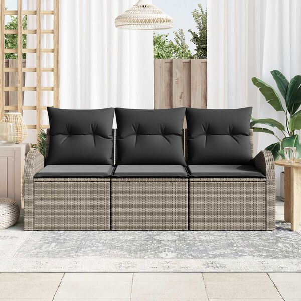 vidaXL Gartensofa-set Grau Poly-Rattan