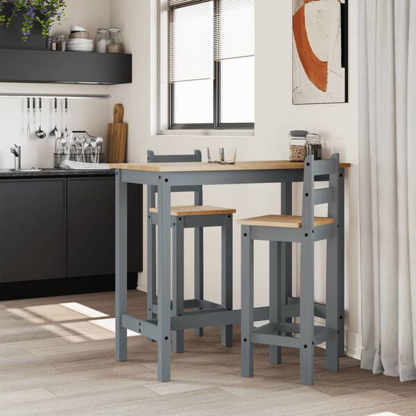 vidaXL Barstühle 2 Stk. Grau Massivholz Kiefer