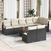 vidaXL Gartensofa-set mit Kissen 9 pcs Schwarz Poly-Rattan