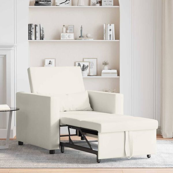 vidaXL Ausziehbare Schlafcouch Einzel Creme 90 x 165 x 87 cm Samt