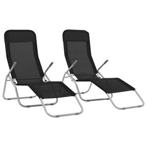 vidaXL Klappliegen 2 Stk. Textilene Schwarz