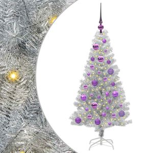 vidaXL Weihnachtsbaum mit 150 LEDs mit St&auml;nder Silber 120 cm PET