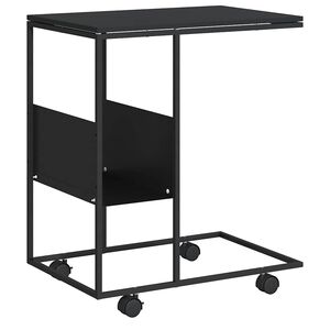vidaXL Beistelltisch mit Rollen Schwarz 55x36x63,5 cm Holzwerkstoff