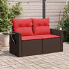 vidaXL Gartensofa mit Kissen 2-Sitzer Braun Poly Rattan