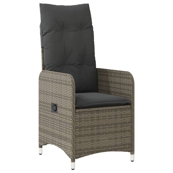 vidaXL Outdoor-Lehnst&uuml;hle 2 Stk. mit Tisch Grau Poly Rattan