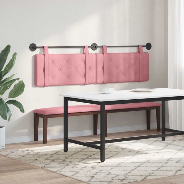vidaXL H&auml;ngevorderseite Wandmontiert Rosa 170 x 55 x 5 cm Samt
