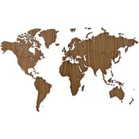 MiMi Innovations Weltkarte-Wanddeko Holz Exclusive Walnuss 130×78 cm