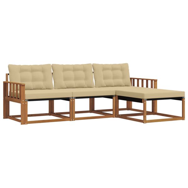 vidaXL Outdoor-Sofagarnitur mit Kissen 4 pcs Natur und Beige