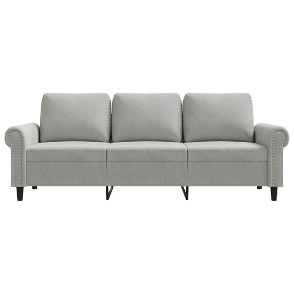 vidaXL 3-Sitzer-Sofa Hellgrau 180 cm Samt