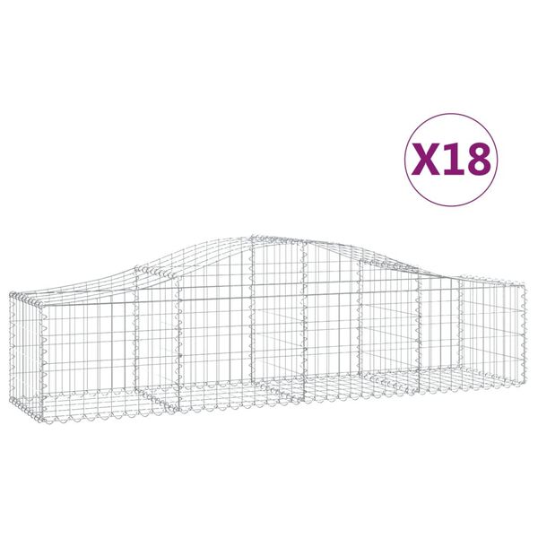 vidaXL Gabionen mit Hochbogen 18 Stk. 200x50x40/60 cm Verzinktes Eisen