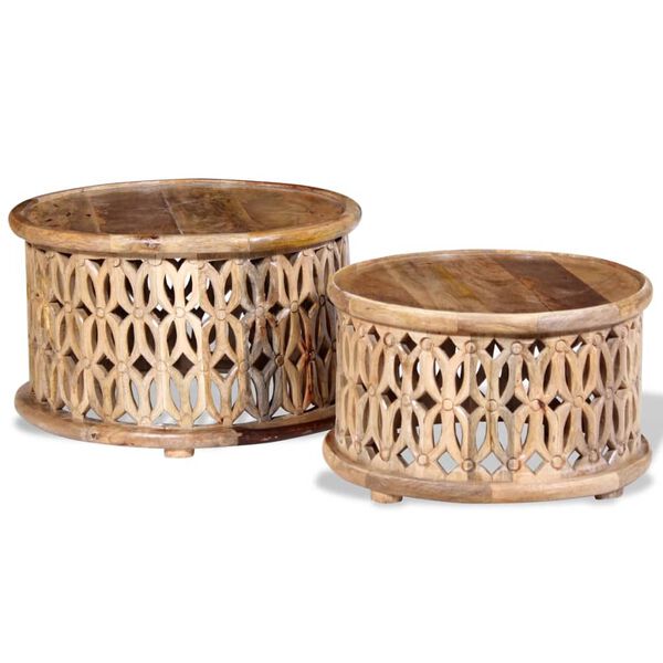 vidaXL Couchtisch-Set 2-teilig aus Massivem Mangoholz