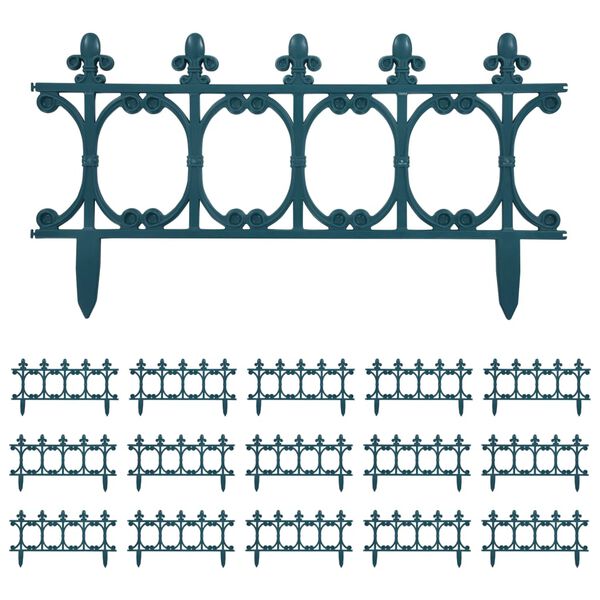 vidaXL Rasenkanten 16 Stk. Gr&uuml;n 10 m PP
