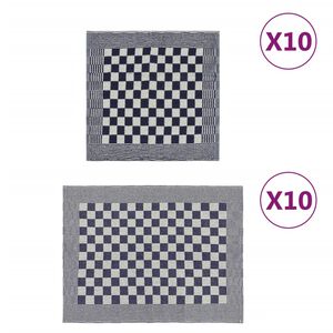 vidaXL 20-tlg. Handtuch-Set Blau und Wei&szlig; Baumwolle