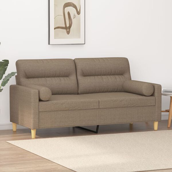 vidaXL 2-Sitzer-Sofa mit Kissen Taupe 140 cm Stoff