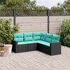 vidaXL 5-tlg. Garten-Sofagarnitur mit Kissen Schwarz Poly Rattan