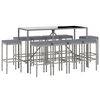 vidaXL 11-tlg. Gartenbar-Set mit Kissen Grau Poly Rattan