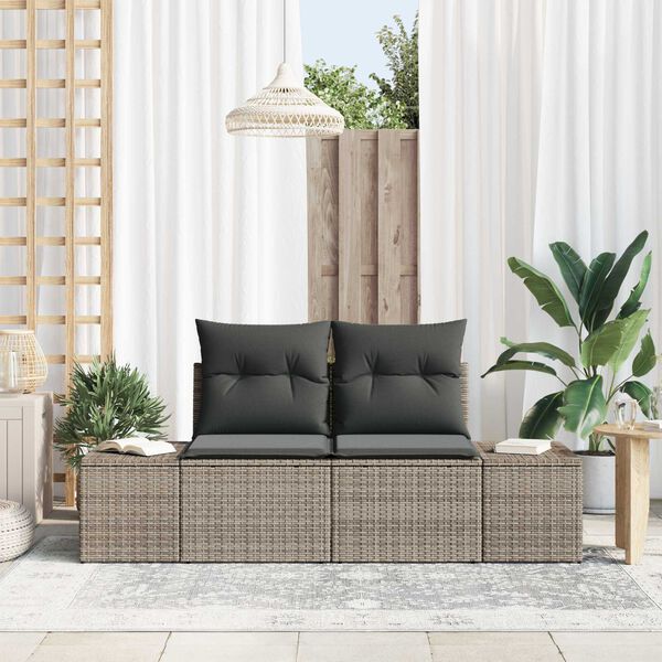 vidaXL Gartensofa Grau 123 x 62 x 69cm Poly-Rattan