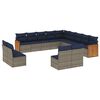 vidaXL 13-tlg. Garten-Sofagarnitur mit Kissen Grau Poly Rattan