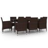 vidaXL 9-tlg. Garten-Essgruppe mit Kissen Poly Rattan und Glas