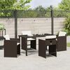 vidaXL Garten Essgruppe mit Kissen 5 pcs Braun Poly-Rattan