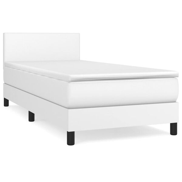 vidaXL Boxspringbett mit Matratze Weiß 90x200 cm Kunstleder