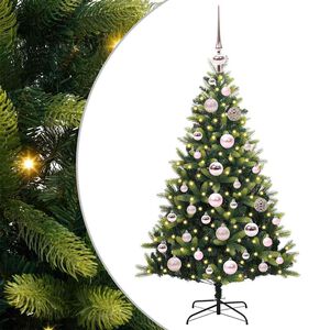 vidaXL K&uuml;nstlicher geflammter Weihnachtsbaum 150 LEDs Gr&uuml;n 120 cm