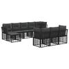 vidaXL Outdoor-Sofagarnitur 10 pcs Schwarz und Dunkelgrau Polyester