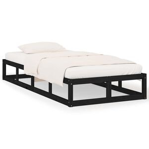 vidaXL Massivholzbett Schwarz 75x190 cm