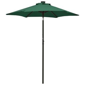 vidaXL Sonnenschirm mit LED-Beleuchtung Gr&uuml;n 200x211 cm Alu