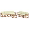 vidaXL Outdoor-Sofagarnitur 9 pcs Natur und Creme Massivholz Akazie