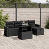 vidaXL 6-tlg. Garten-Sofagarnitur mit Kissen Schwarz Poly Rattan
