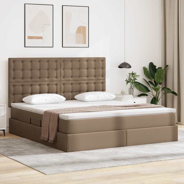 vidaXL Bett mit Stauraum und LED Cappuccino 160 x 200 cm Kunstleder