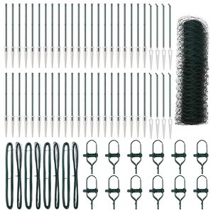 vidaXL Zaunpfosten Gr&uuml;n 100 x 0,4 m (36 mm Maschen) Stahl und PVC