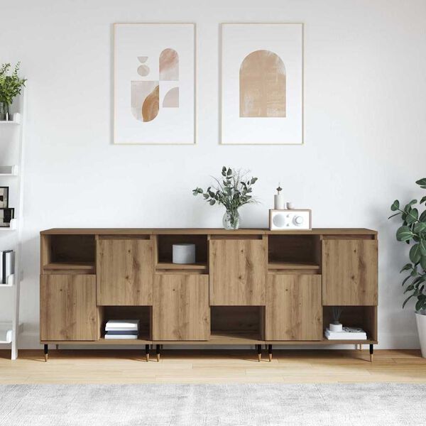 vidaXL Sideboards 3 pcs Artisan-Eiche 180 x 35 x 70 cm Holzwerkstoff