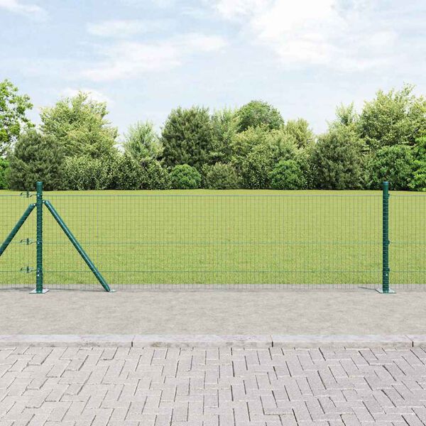 vidaXL Zaunpfosten Gr&uuml;n 50 x 0,4 m (25 x 25 mm Netz) Stahl und PVC