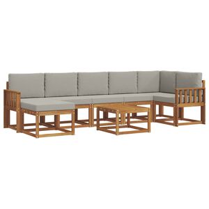 vidaXL Outdoor-Sofagarnitur mit Kissen 8 pcs Nat&uuml;rlich und Hellgrau