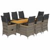 vidaXL 9-tlg. Garten-Essgruppe mit Kissen Grau Poly Rattan