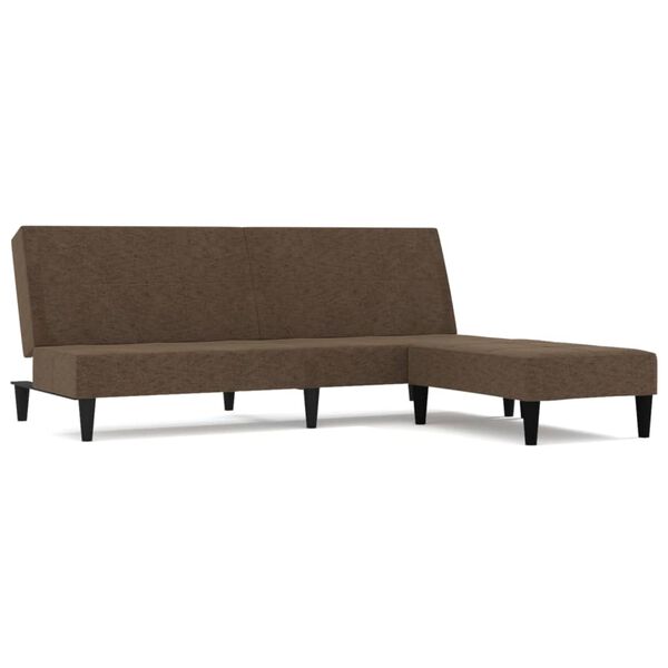 vidaXL Schlafsofa 2-Sitzer mit Hocker Braun Mikrofasergewebe