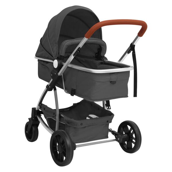 vidaXL 3-in-1-Kinderwagen Dunkelgrau Aluminium