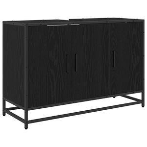 vidaXL Badezimmerschrank mit T&uuml;r Schwarz Eichen-Optik 90 x 33 x 60 cm