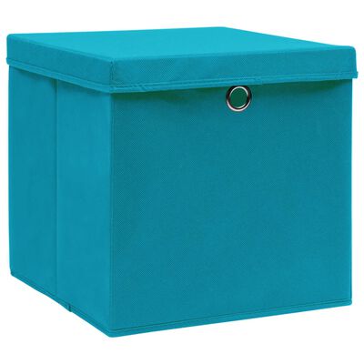 vidaXL Aufbewahrungsboxen mit Deckeln 4 Stk. 28x28x28 cm Babyblau