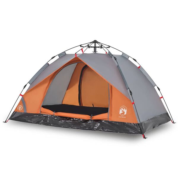 vidaXL Kuppel-Campingzelt 2 Personen Grau und Orange Quick Release