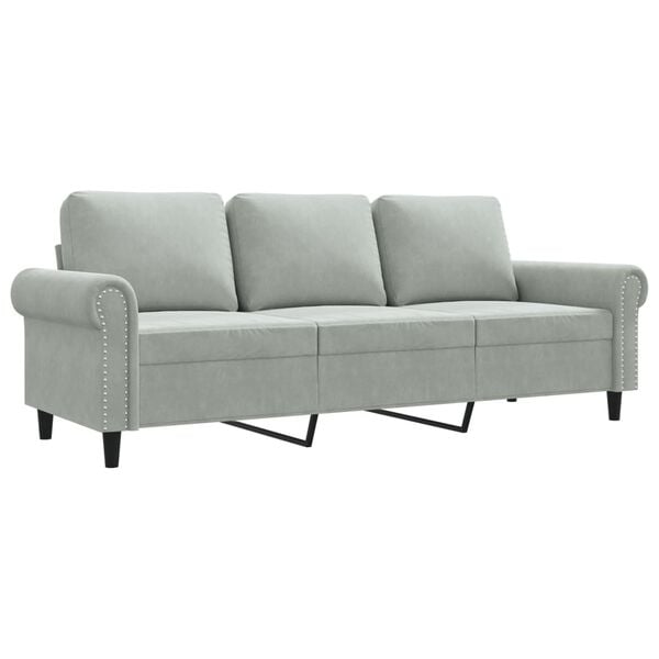 vidaXL 3-Sitzer-Sofa Hellgrau 180 cm Samt
