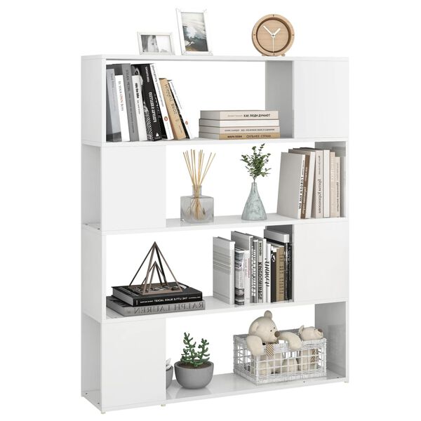 vidaXL B&uuml;cherregal Raumteiler Hochglanz-Wei&szlig; 100x24x124 cm