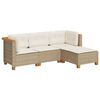 vidaXL 4-tlg. Garten-Sofagarnitur mit Kissen Beige Poly Rattan