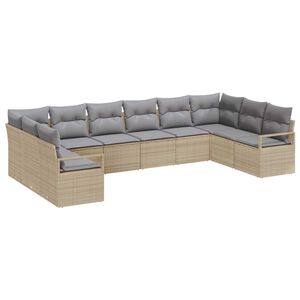 vidaXL Gartensofa-set mit Kissen 10 pcs Beige und Hellgrau Poly-Rattan