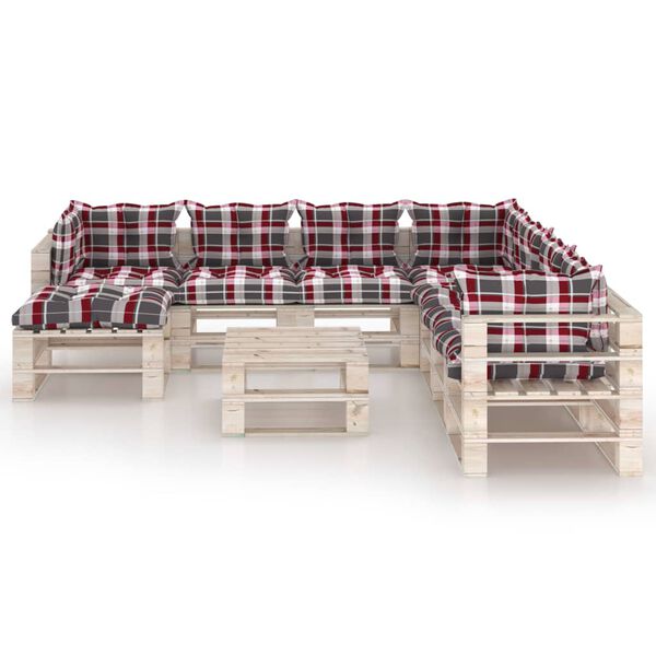 vidaXL 9-tlg. Garten-Lounge-Set aus Paletten mit Kissen Kiefernholz