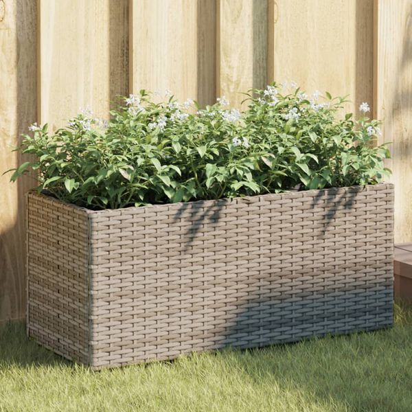 vidaXL Hochbeet mit 2 F&auml;chern Grau 72x30x32 cm Poly Rattan