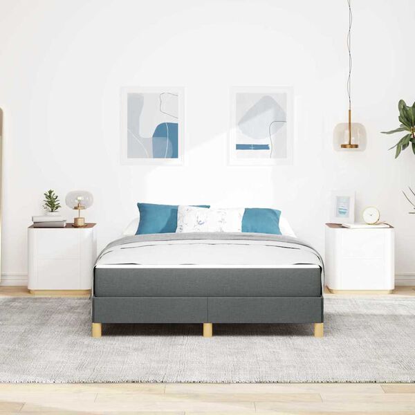 vidaXL Boxspringbett mit Matratze Dunkelgrau 160 x 200 cm Stoff